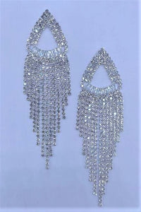 SILVER DANGLING EARRINGS CLEAR STONES ( 2069 SPCL )