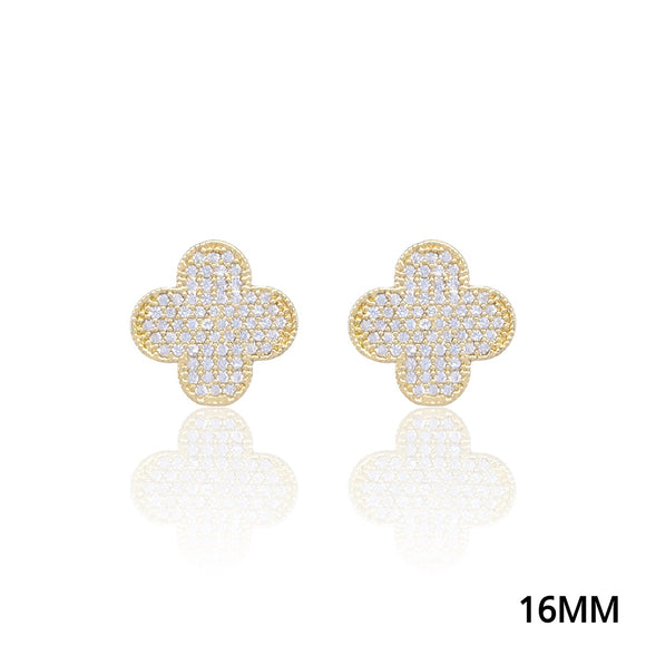 QUATREFOIL PAVE CZ EARRINGS ( 5167 G )