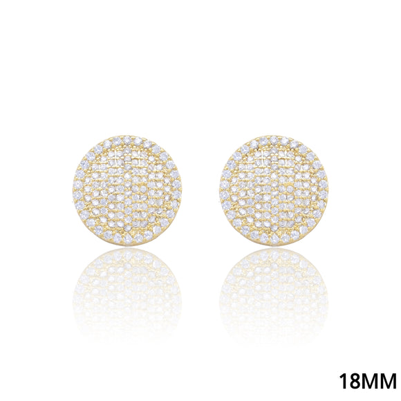 ROUND PAVE CLEAR CZ STONE EARRINGS ( 5170 G )