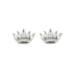 SILVER CROWN CZ STONES EARRINGS ( 5192 RH )