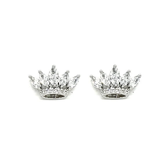 SILVER CROWN CZ STONES EARRINGS ( 5192 RH )