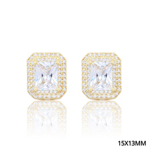 RECTANGLE 2 ROW CZ STUD EARRINGS ( 5193 G )