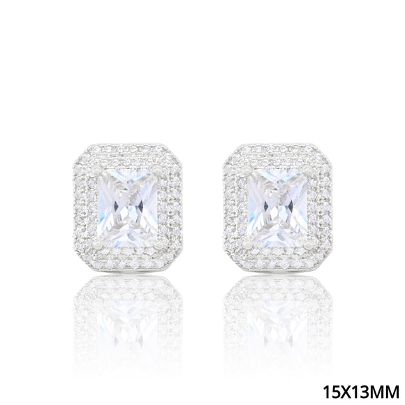 RECTANGLE 2 ROW CZ STUD EARRINGS ( 5193 RH )