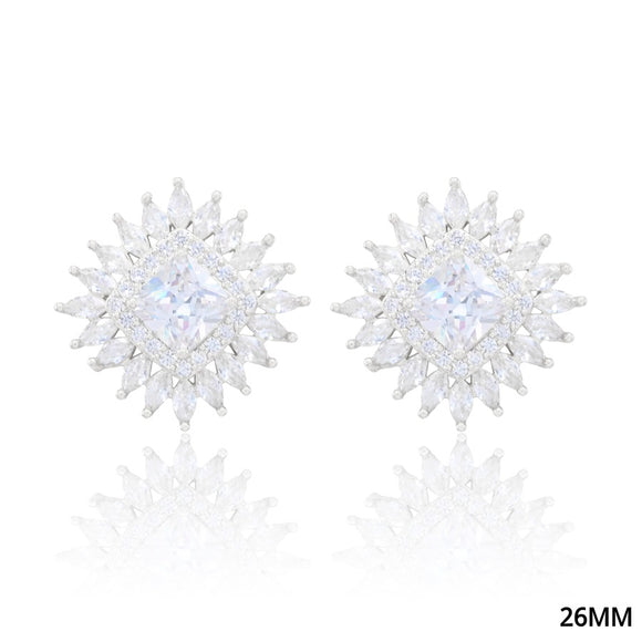 SQUARE CZ HALO STUD EARRINGS ( 5197 RH )