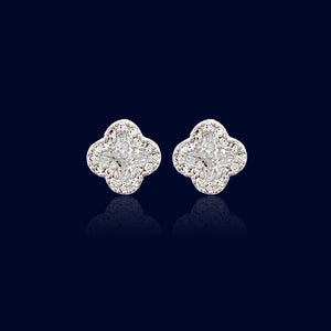 QUATREFOIL CZ HALO STUD EARRINGS ( 5205 RH )