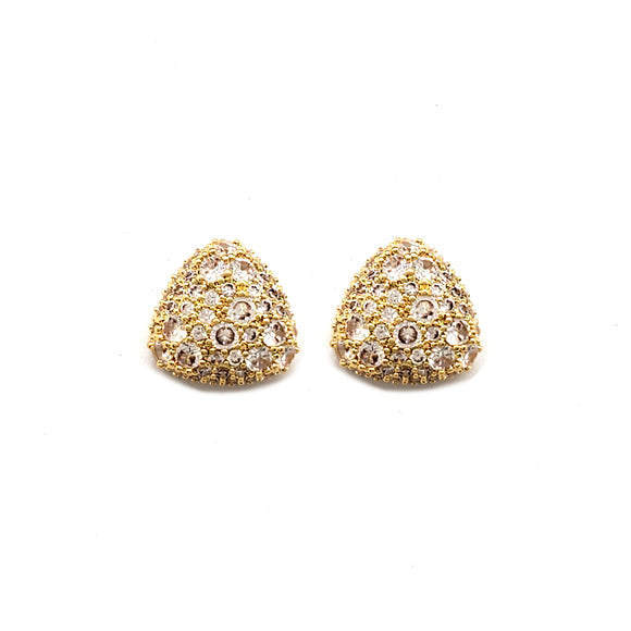 TRIANGLE CZ HALO STUD EARRINGS ( 5241 G )