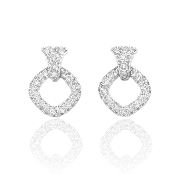 SILVER DIAMOND SHAPE EARRINGS ( 5259 RH )