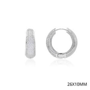 PAVE HOOP EARRINGS CLEAR CZ STONES ( 5293 RH )