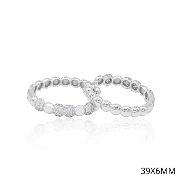 PAVE HOOP EARRINGS CLEAR CZ STONES ( 5294 RH )