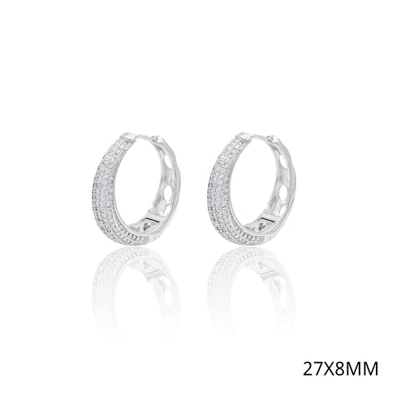 PAVE HOOP EARRINGS CLEAR CZ STONES ( 5309 RH )