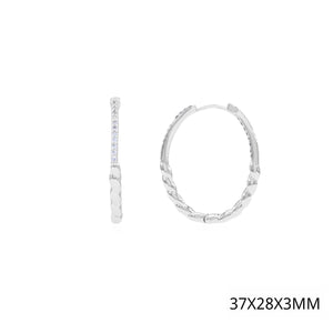 PAVE HOOP EARRINGS CLEAR CZ STONES ( 5320 RH )