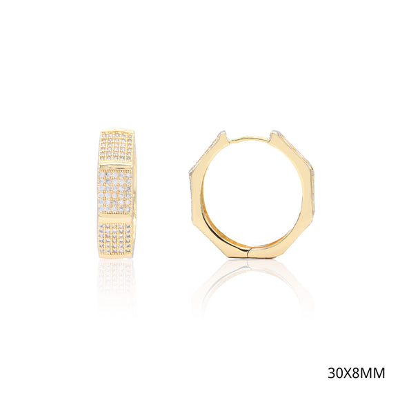 GOLD HOOP CZ EARRINGS ( 5323 G )