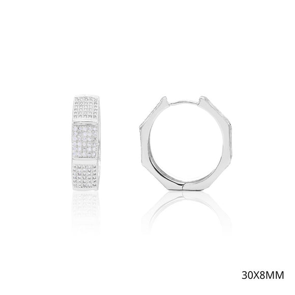 SILVER HOOP CZ EARRINGS ( 5323 RH )