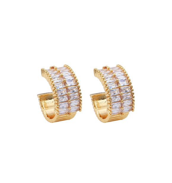 GOLD DIPPED BRASS CZ STONE EARRINGS ( 5412 G )