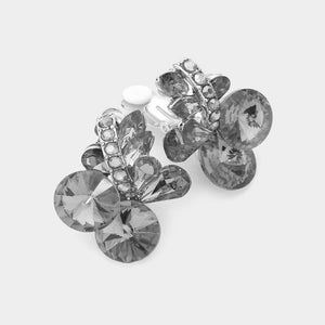 SILVER CLIP ON EARRINGS HEMATITE STONES ( 8067 SHT )