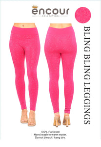 FUCHSIA LEGGINGS CLEAR STONES PLUS SIZE ( 0273 FUP )