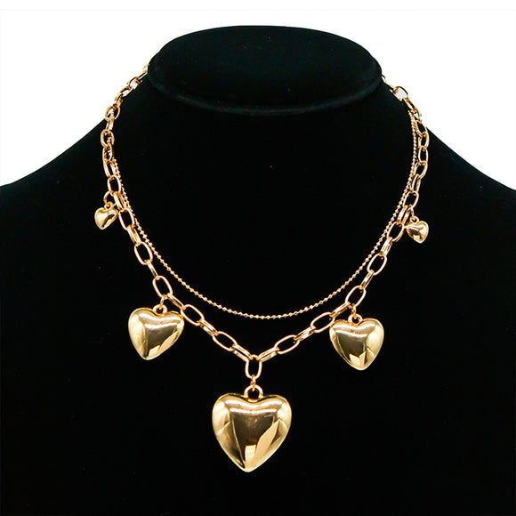 GOLD HEART NECKLACE SET ( 231061 GD )