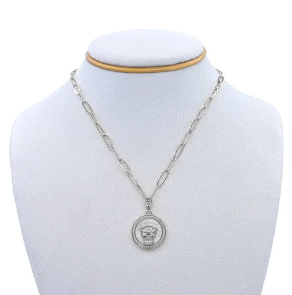 SILVER PANTHER STAINLESS STEEL NECKLACE ( 3308 SMOP )