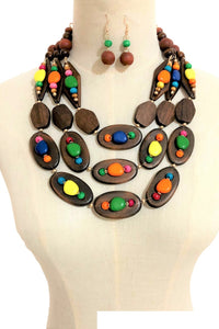 WOODEN NECKLACE SET MULTI COLOR ( 3360 WDMT )