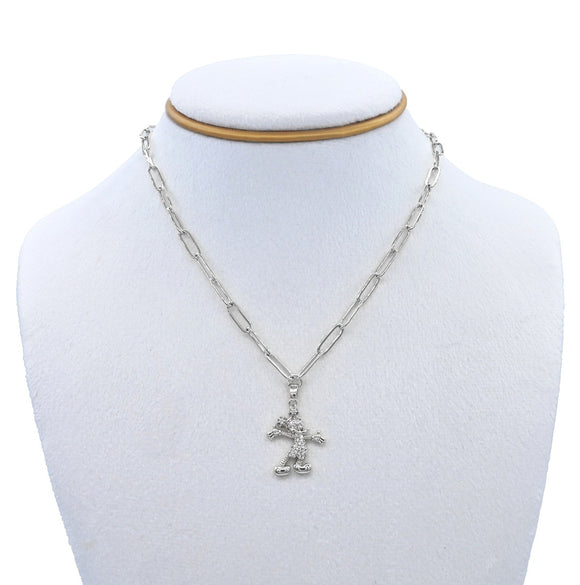 SILVER STAINLESS STEEL MOUSE NECKLACE ( 3362 SCL )