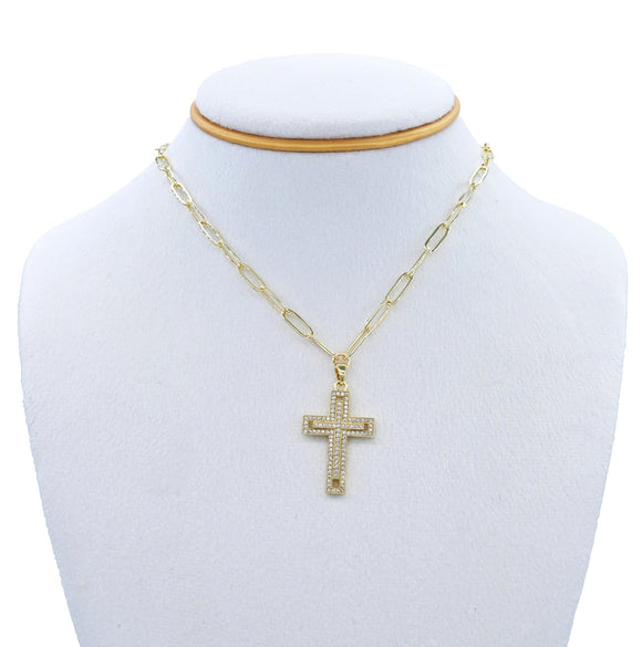 GOLD CROSS STAINLESS STEEL NECKLACE ( 3440 GCL )