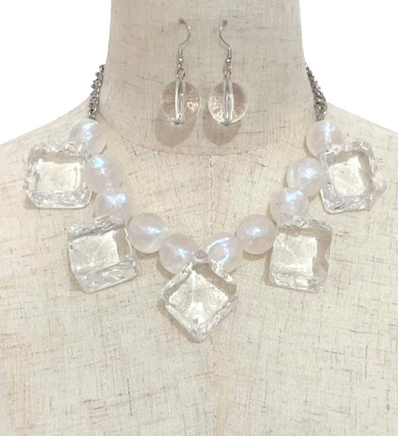 BIG PEARL NECKLACE SET ( 3623 RHCL )