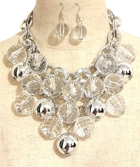 BALL BIB NECKLACE SET ( 3638 RHCL )