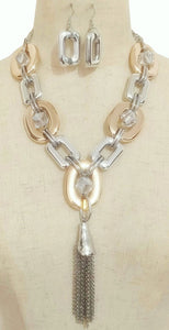 GOLD SILVER NECKLACE SET ( 3686 RH2TCL )