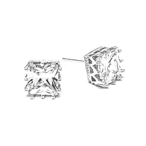 CROWN SQUARE CZ EARRINGS ( 401 8RH )