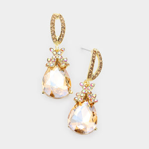 GOLD DANGLING EARRINGS TOPAZ STONES ( 151 GTO )