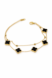 GOLD BLACK QUATREFOIL BRACELET ( 231 GJT )
