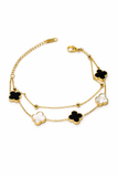 GOLD WHITE BLACK QUATREFOIL BRACELET ( 231 GMX )