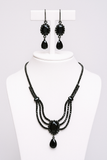 BLACK RHINESTONE NECKLACE SET ( 089 4BK )