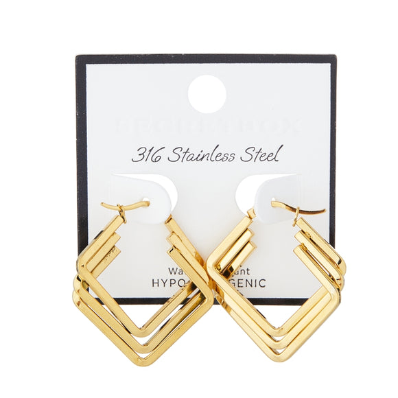 GOLD STAINLESS STEEL EARRINGS ( 70023 GD )