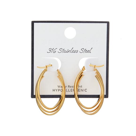 GOLD STAINLESS STEEL EARRINGS ( 70031 GD )