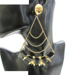 GOLD EARRINGS BLACK STONES ( 1098 GDBLK )