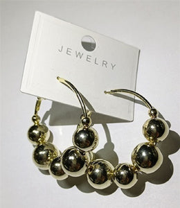 GOLD HOOP EARRINGS BALLS ( 2862 2 )