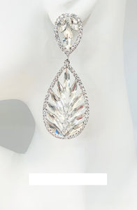 SILVER EARRINGS CLEAR STONES ( 26533 3CL )