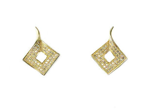 GOLD EARRINGS CLEAR CZ CUBIC ZIRCONIA STONES ( 1453 GD )