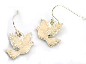 SILVER WHITE BIRD EARRINGS ( 32157 S )