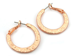 ROSE GOLD HAMMERED HOOP EARRINGS ( 33142 RG )