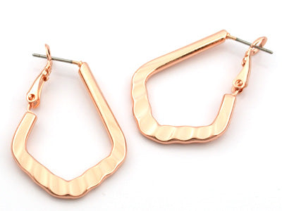 ROSE GOLD DIAMOND SHAPE HOOP EARRINGS ( 33148 RG )