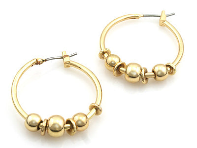 GOLD SMALL HOOP EARRINGS BALLS ( 33411 G )