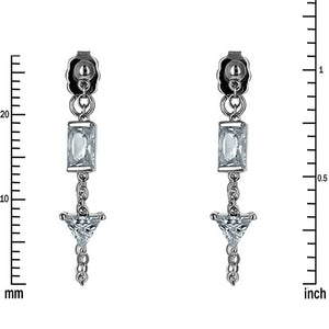 SILVER EARRINGS CLEAR CZ CUBIC ZIRCONIA STONES ( 4031 S )