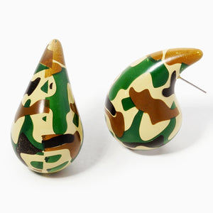 CAMOUFLAGE ROUND EARRINGS ( 4839 CAM )