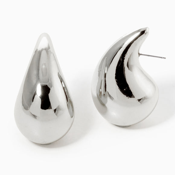 SILVER WHITE GOLD DIPPED ROUND EARRINGS ( 4839 RH )