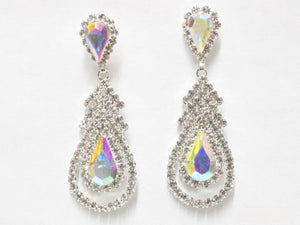 2" SILVER AB RHINESTONE EARRINGS ( 6533 SAB )