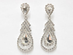 2" SILVER CLEAR RHINESTONE EARRINGS ( 6533 SCL )