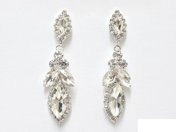 SILVER EARRINGS CLEAR STONES ( 6536 SCRY )