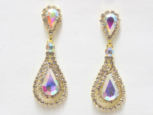 2" GOLD AB RHINESTONE EARRINGS ( 6725 GAB )